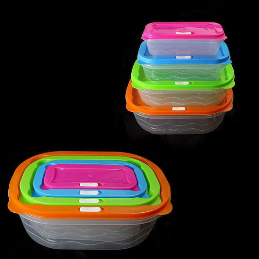 Durable Plastic Rectangular Food Storage Containers Set