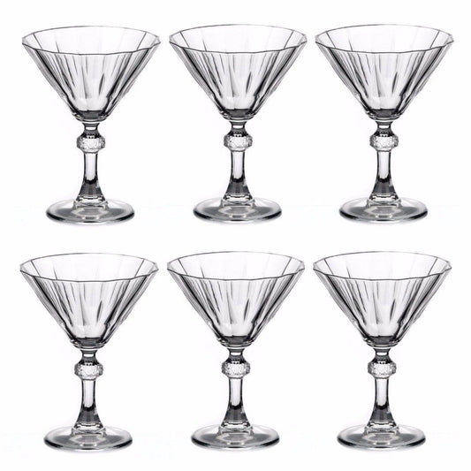 Elegant Diamond Martini Glass Set 238ml Set of 6