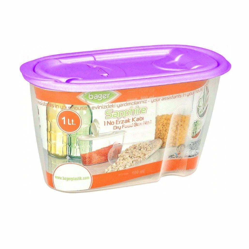 1L Plastic Pantry Storage Container with Pourer Lid Assorted Colours