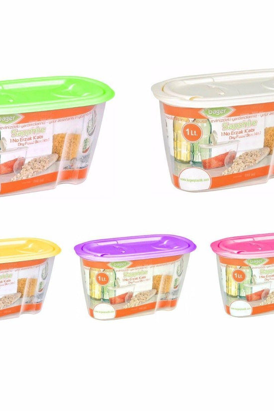 1L Plastic Pantry Storage Container with Pourer Lid Assorted Colours