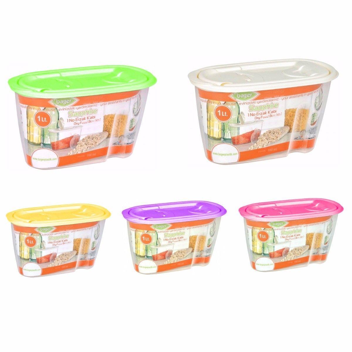 1L Plastic Pantry Storage Container with Pourer Lid Assorted Colours