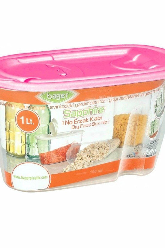 1L Plastic Pantry Storage Container with Pourer Lid Assorted Colours
