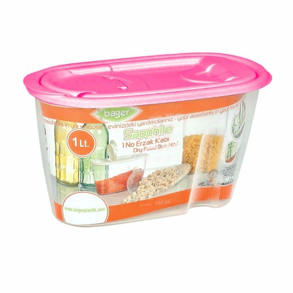 1L Plastic Pantry Storage Container with Pourer Lid Assorted Colours