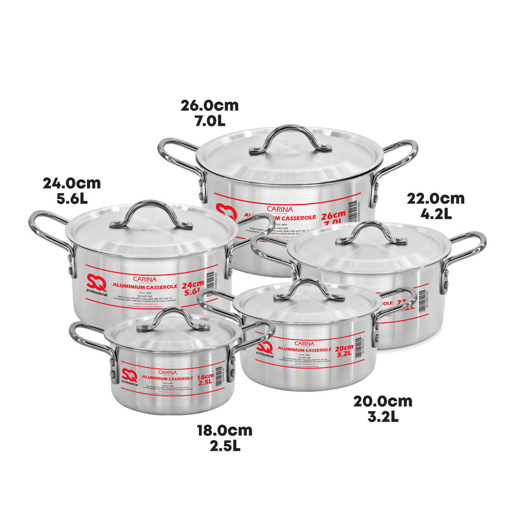 SQ Professional Galaxis Carina Aluminium Casserole Set Set of 5