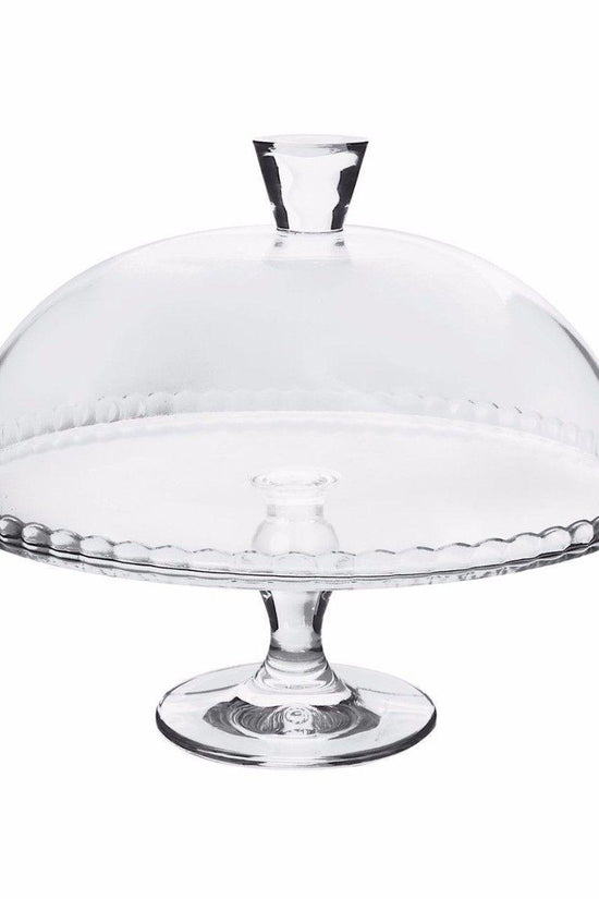 Elegant Glass Footed Cake Dessert Table Service Plate Dome Set