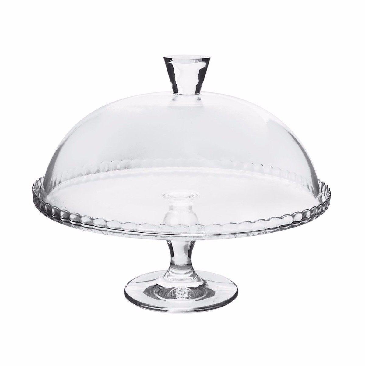 Elegant Glass Footed Cake Dessert Table Service Plate Dome Set