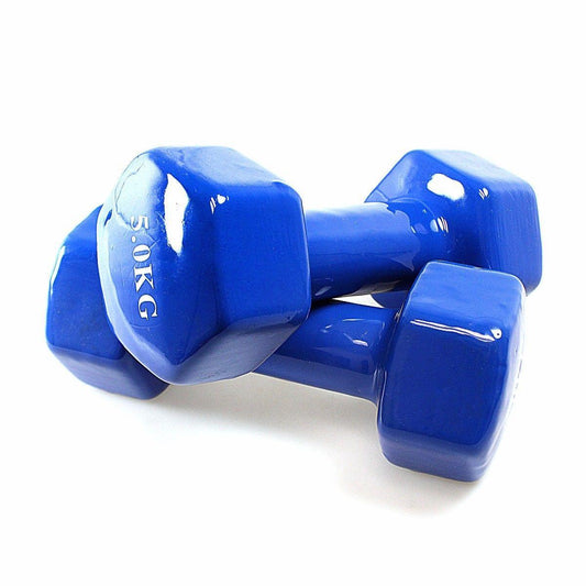 Blue Vinyl Fitness Dumbbell 5kg Enhance Your Home Gym Workouts
