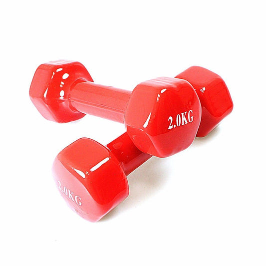 Red Vinyl Fitness Dumbbell 2kg for Home Workouts