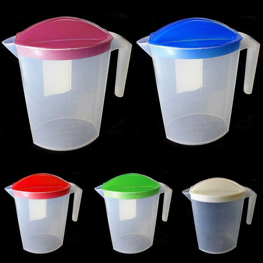 1750 ml Plastic Jug With Coloured Removable Lid, Dishwasher / Fridge Safe 0243 A(Parcel Rate)