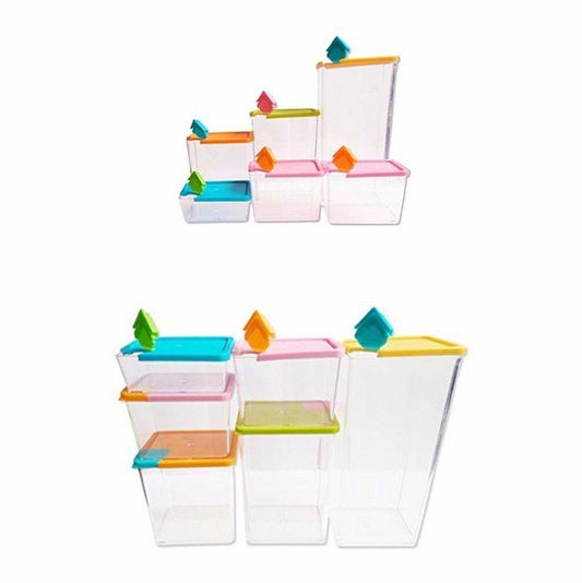 6Piece Plastic Food Storage Containers Set Airtight Microwave Fridge Dishwasher Safe