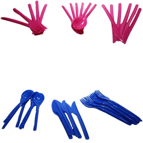 Assorted Disposable Plastic Cutlery Set PinkBlue
