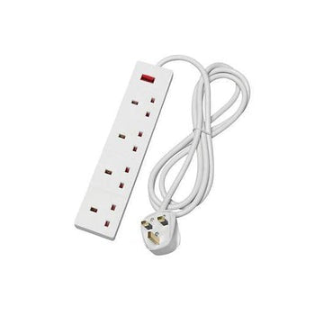 4 Way UK 3 Pin Plug Surge Protected Extension Lead Ultimate Power Solution