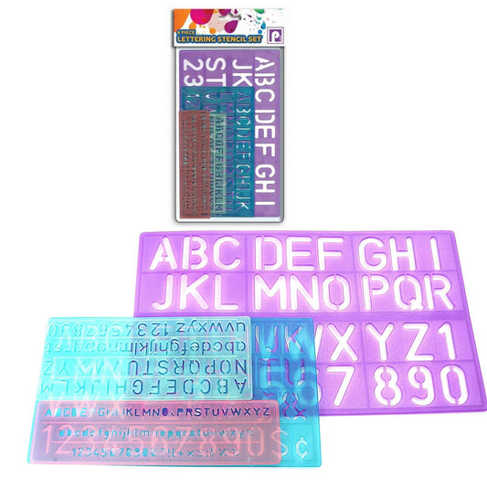 Creative Plastic Alphabet Letter Stencil Set Pack of 3