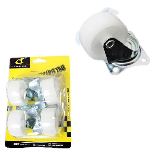 Durable Plastic White Wheels with Brackets 35 x 2 cm Pack of 4