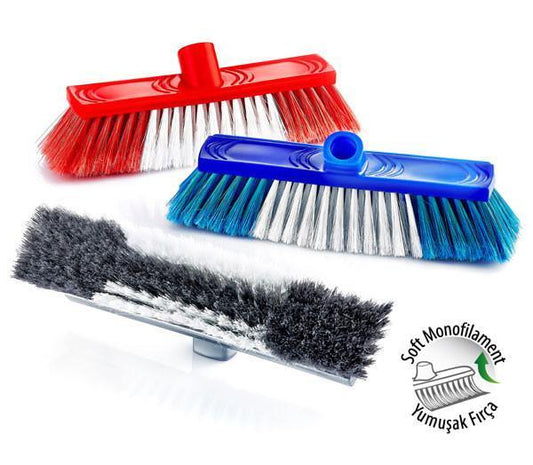 Durable Plastic Brush Head Broom Set 3 Vibrant Colors