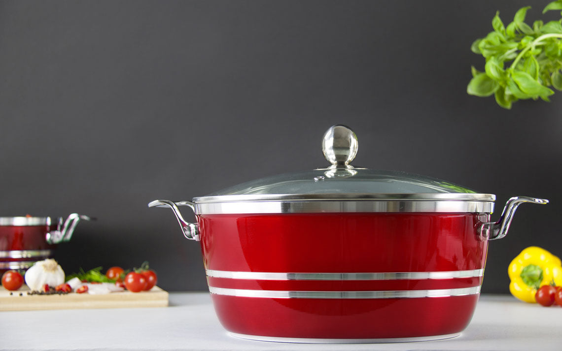 Premium Metallic Die Cast Stockpot Set 5 Piece Kitchen Essential