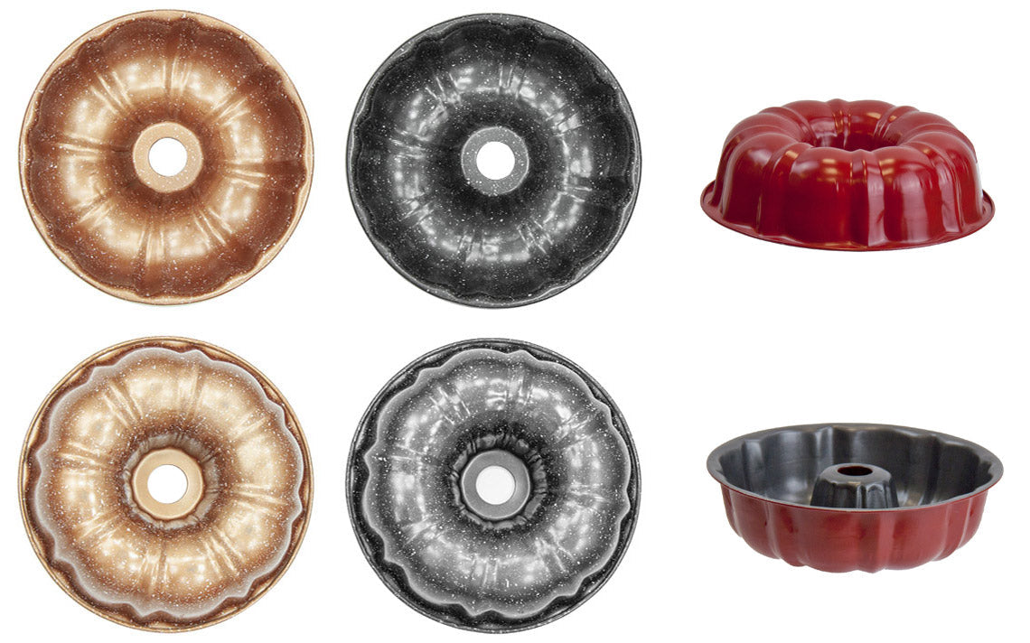 24 cm Round Ring Bundt Cake Baking Tin Mould in Speckled GreyBlack