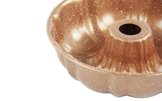 24 cm Round Ring Bundt Cake Baking Tin Mould Speckled Gold Finish