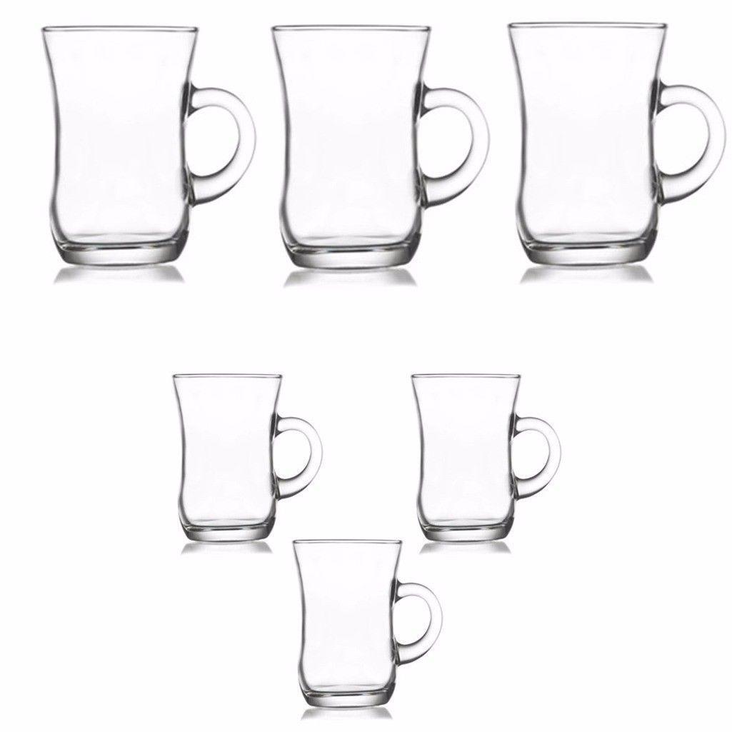 Elegant Set of 6 Yudum Glass Cups 95cc