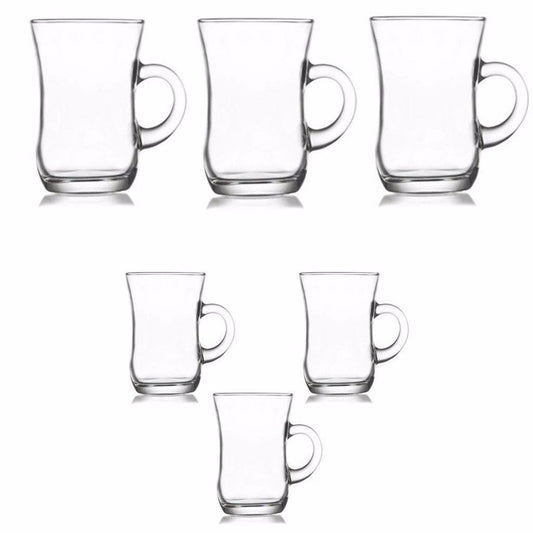 Elegant Set of 6 Yudum Glass Cups 95cc