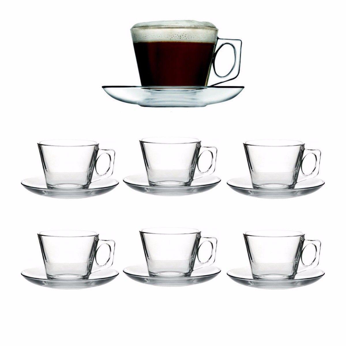 Elevate Your Espresso Experience with PB Vela Glass Espresso Cups Saucers Set of 12