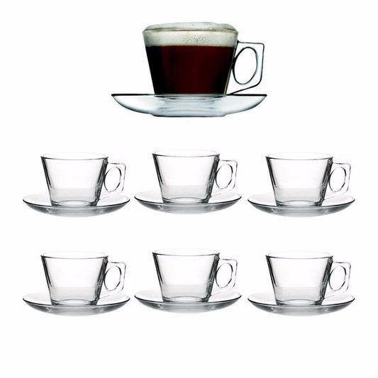 Elevate Your Espresso Experience with PB Vela Glass Espresso Cups Saucers Set of 12