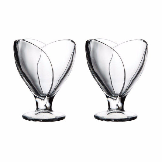 Elegant Glass Ice Cream Vase Cups Set of 2