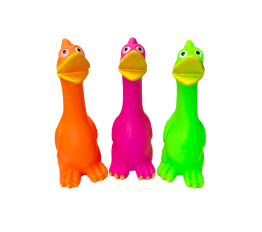 Interactive Dog Toy Squeaky Chicken Bird 17cm Assorted Designs Colors