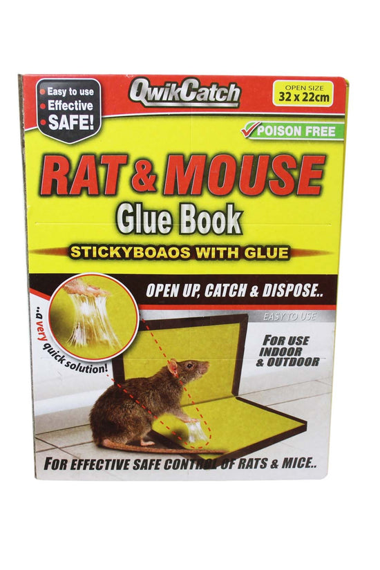 QuickCatch Rat Mouse Glue Book PoisonFree Trap for Rodent Control