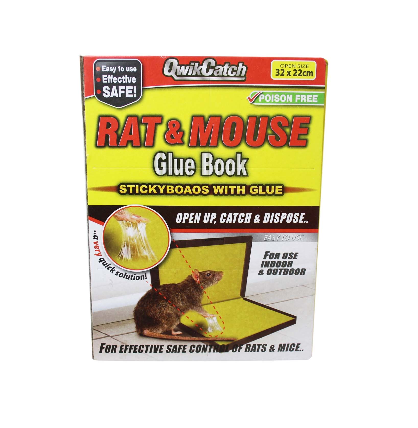 QuickCatch Rat Mouse Glue Book PoisonFree Trap for Rodent Control