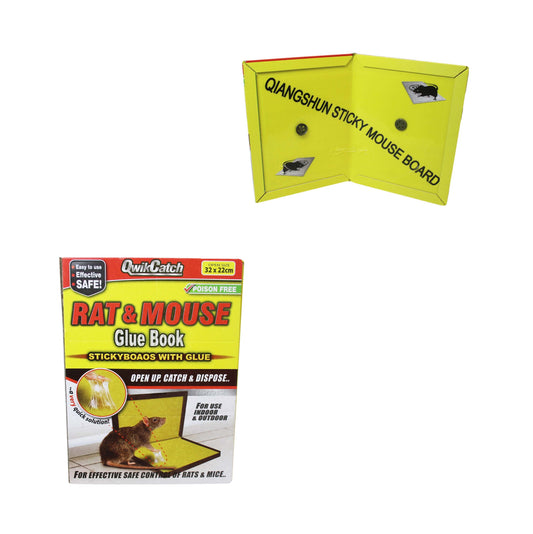 QuickCatch Rat Mouse Glue Book PoisonFree Trap for Rodent Control