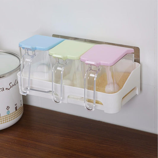Premium Kitchen Spice Rack with 3 Durable Containers Easy Installation