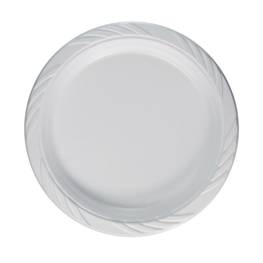 Disposable White Plastic Plates Pack of 50 9 Inch Round Plates