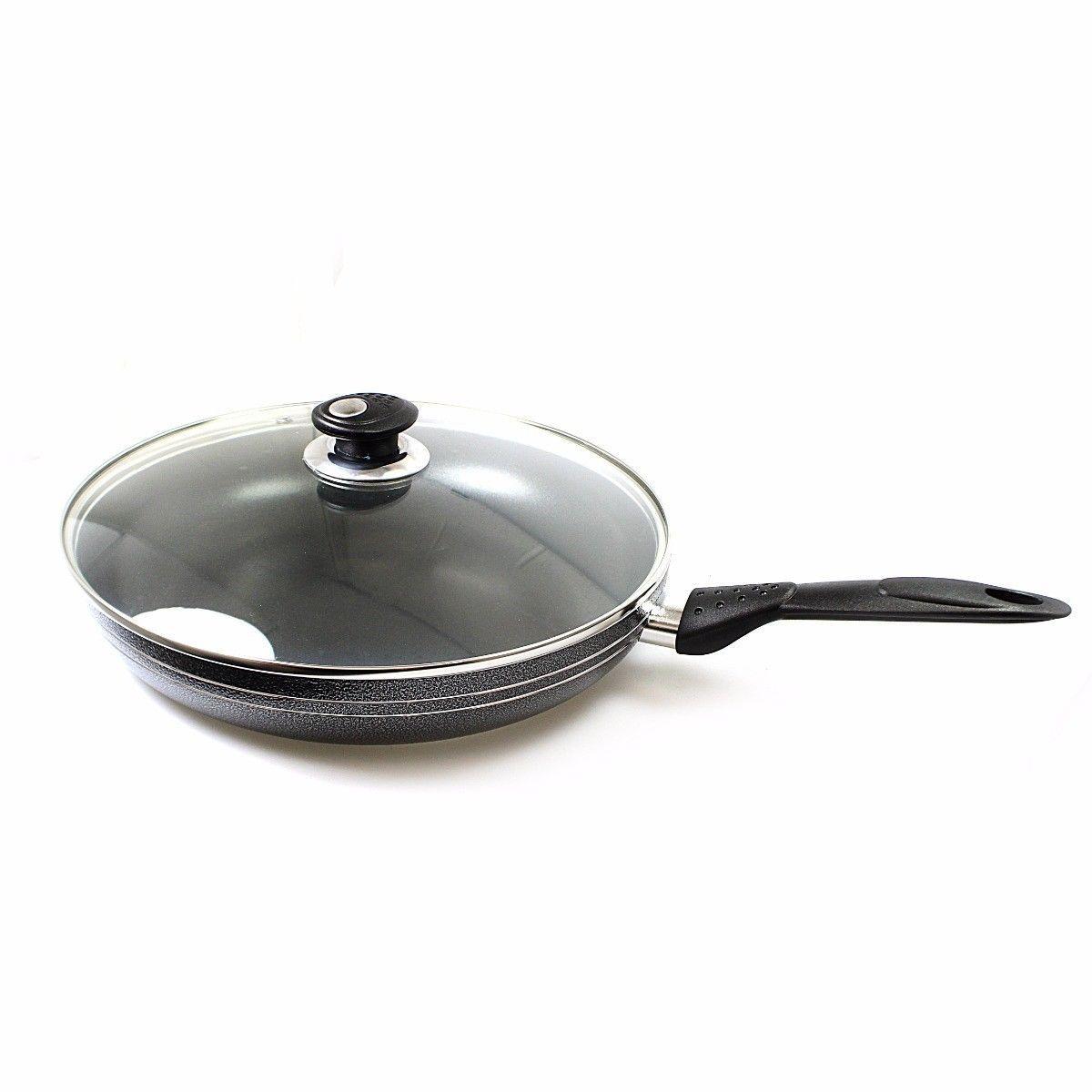 Una 30cm Nonstick Frying Pan with Lid Induction Base for Kitchen
