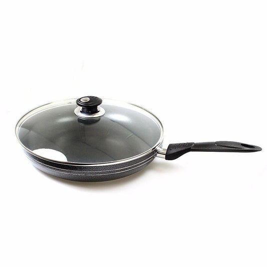 Una 30cm Nonstick Frying Pan with Lid Induction Base for Kitchen