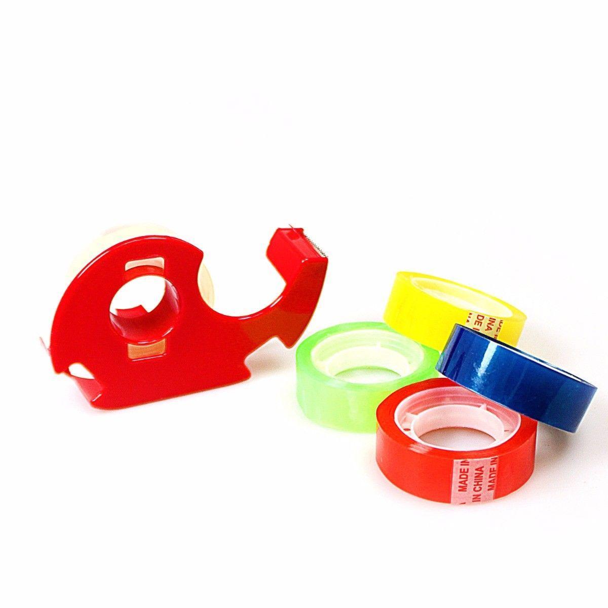 Assorted Colored Cellotapes with Dispenser 12 Pack