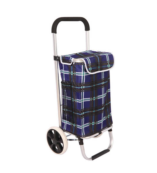 Foldable Shopping Trolley with Printed Design 2 Wheels Assorted Colors