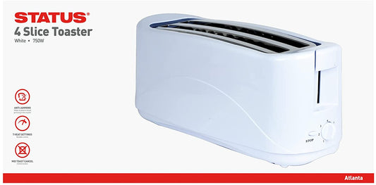 Status Atlanta 4 Slice White Kitchen Toaster Efficient Stylish