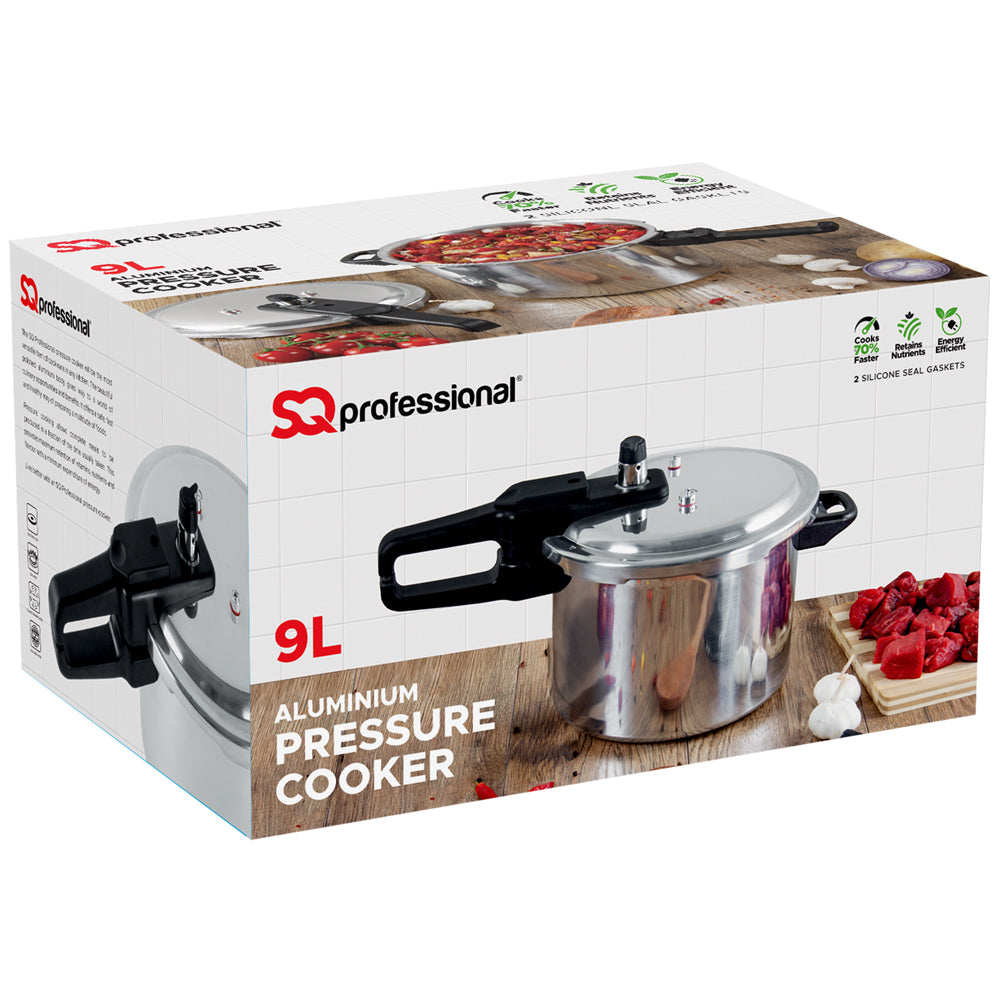 SQ Professional 9 Litre Aluminium Pressure Cooker NonInduction Compatible