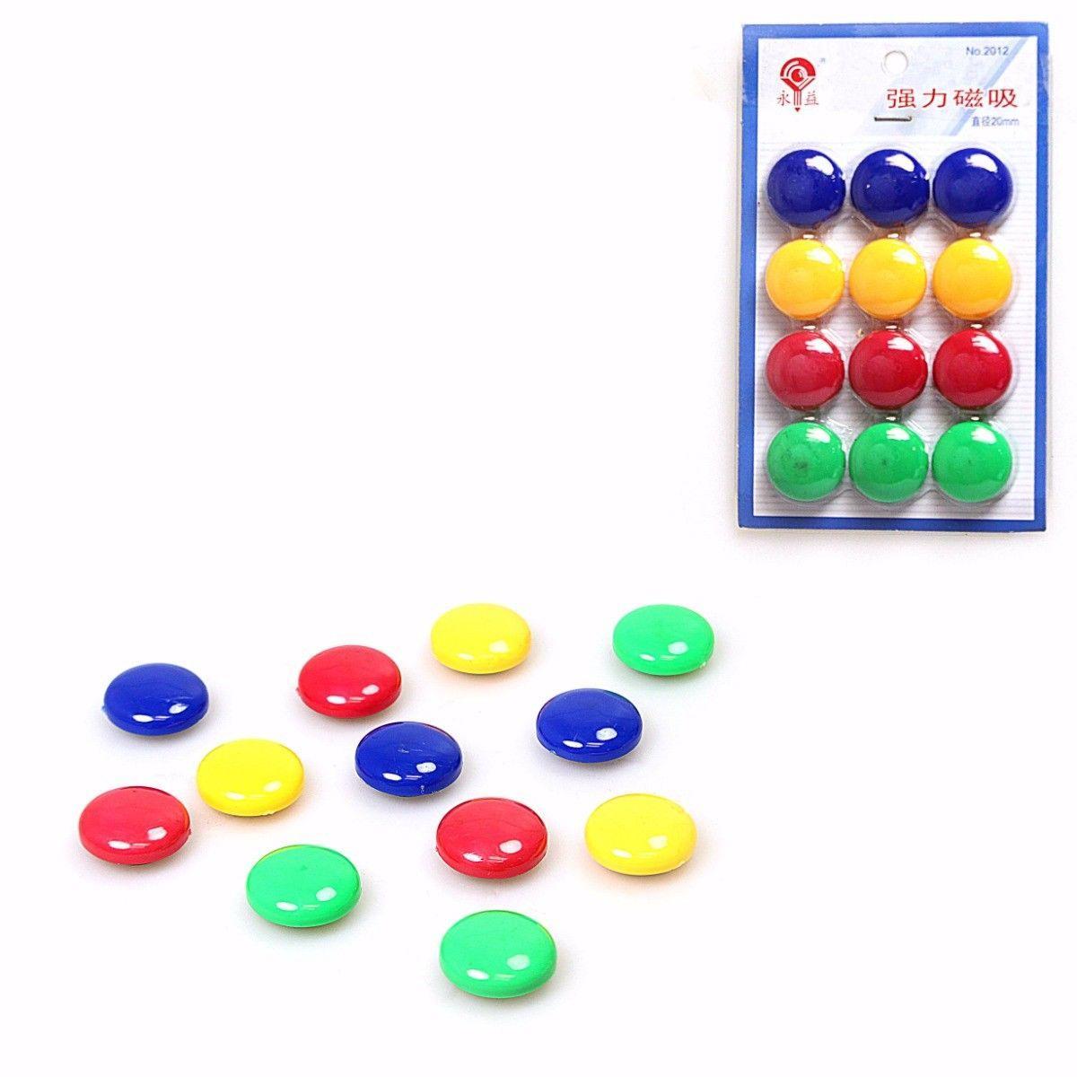 Colorful Round Fridge Magnets Set Pack of 12