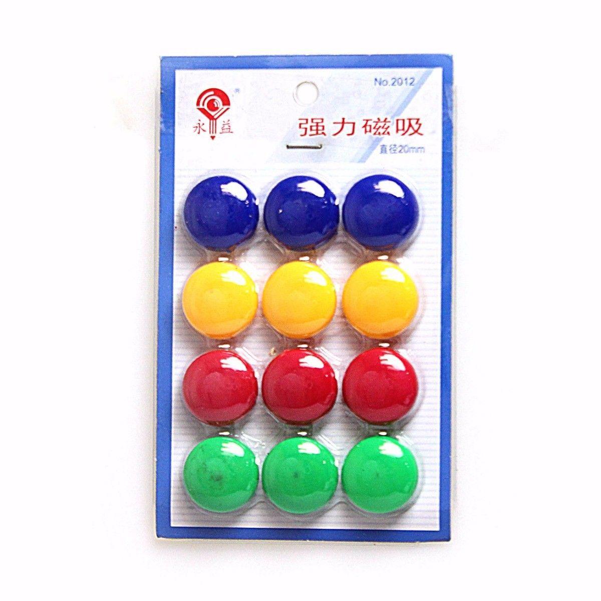 Colorful Round Fridge Magnets Set Pack of 12