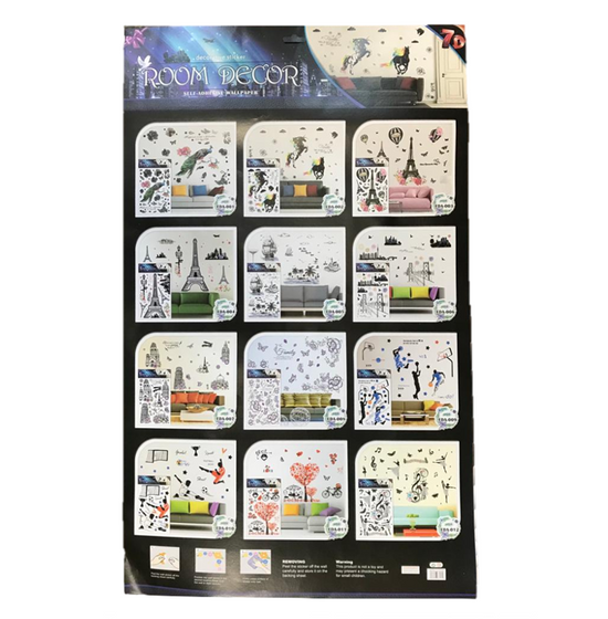Stylish Room Dcor Large Wall Stickers Assorted Designs 70x49cm