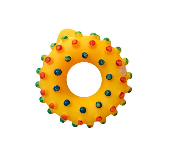 Interactive Pet Dog Squeaky Donut Ring Toy Assorted Designs and Colors