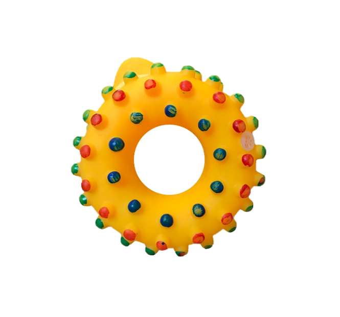 Interactive Pet Dog Squeaky Donut Ring Toy Assorted Designs and Colors