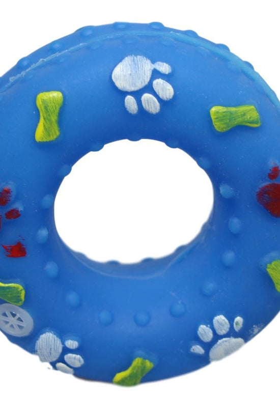 Interactive Pet Dog Squeaky Donut Ring Toy Assorted Designs and Colors