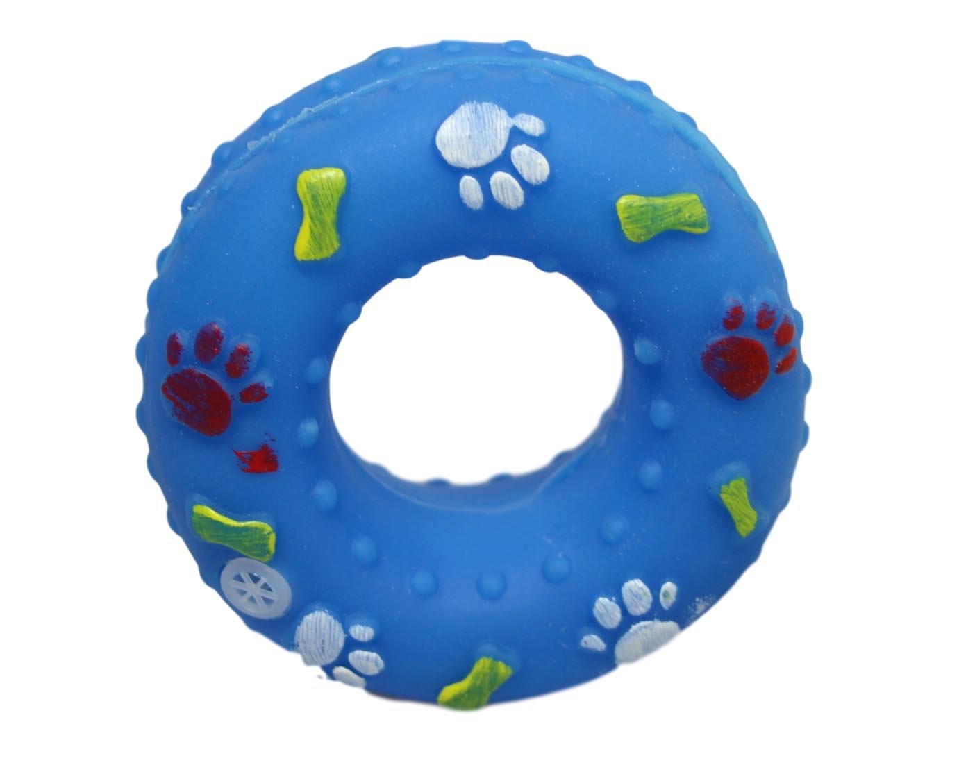 Interactive Pet Dog Squeaky Donut Ring Toy Assorted Designs and Colors