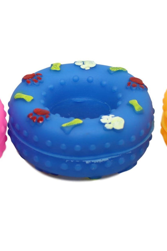 Interactive Pet Dog Squeaky Donut Ring Toy Assorted Designs and Colors