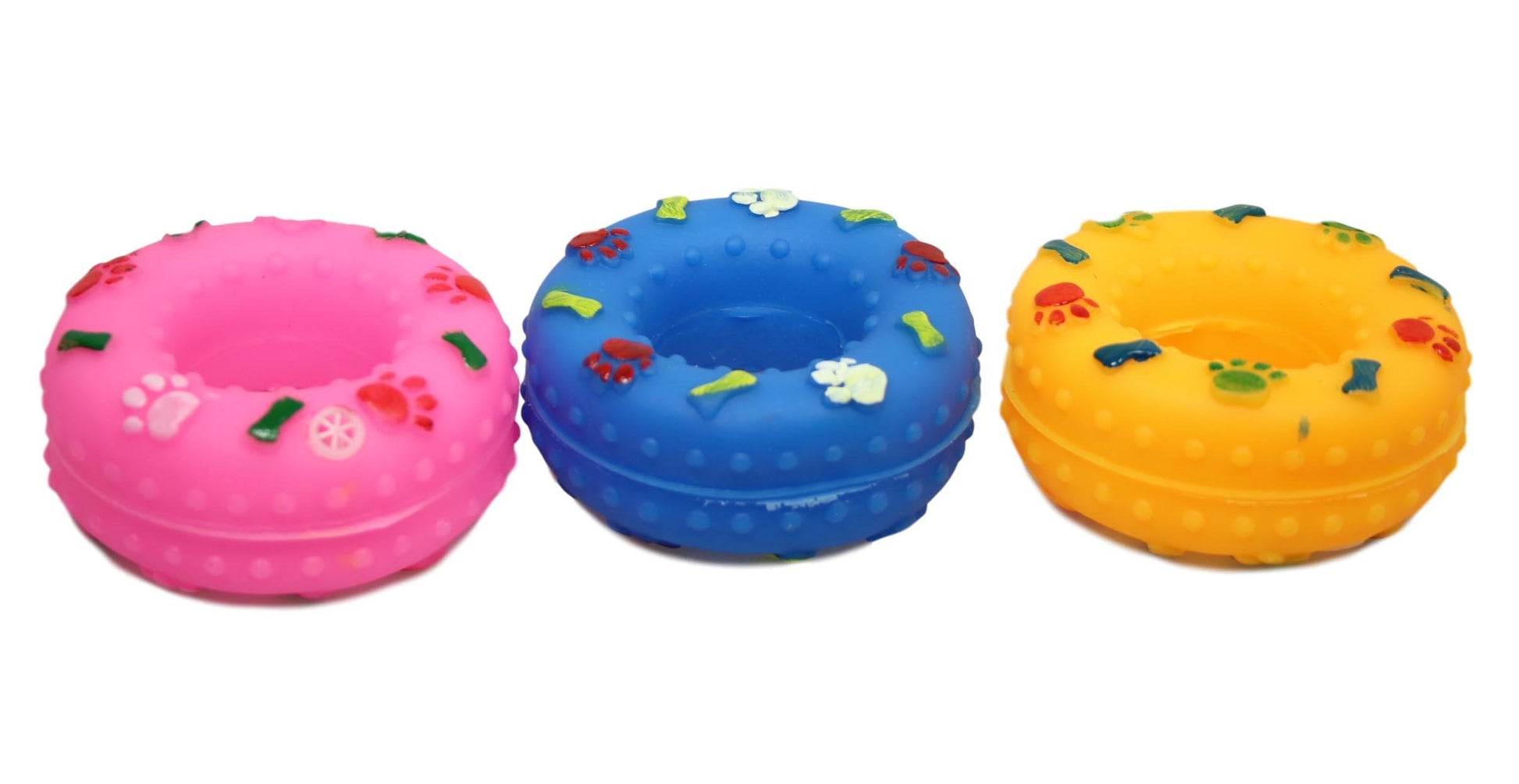 Interactive Pet Dog Squeaky Donut Ring Toy Assorted Designs and Colors