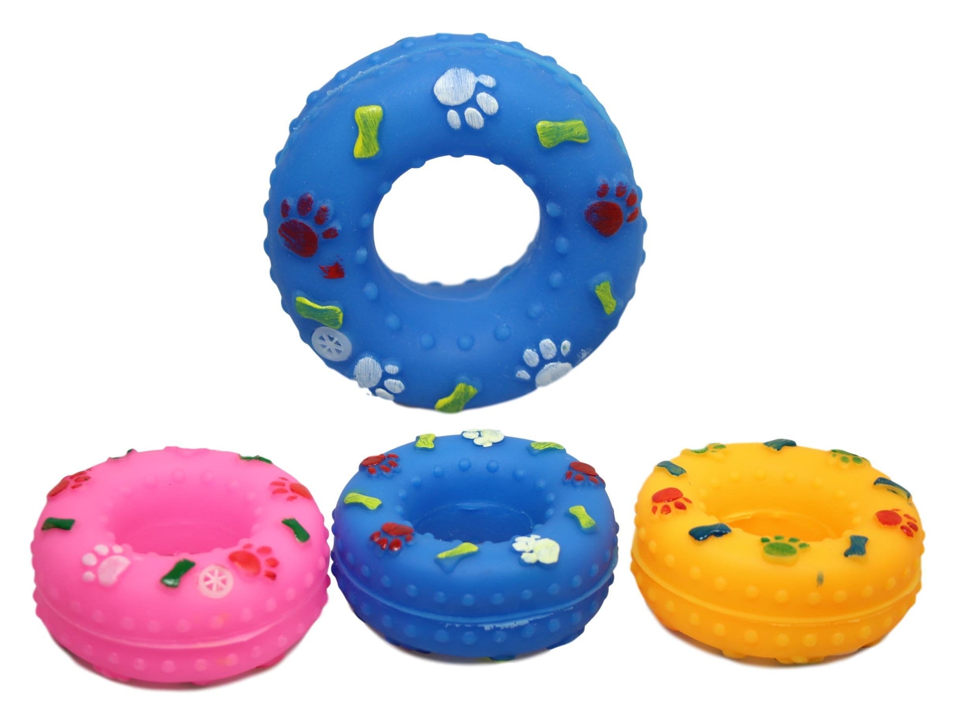 Interactive Pet Dog Squeaky Donut Ring Toy Assorted Designs and Colors