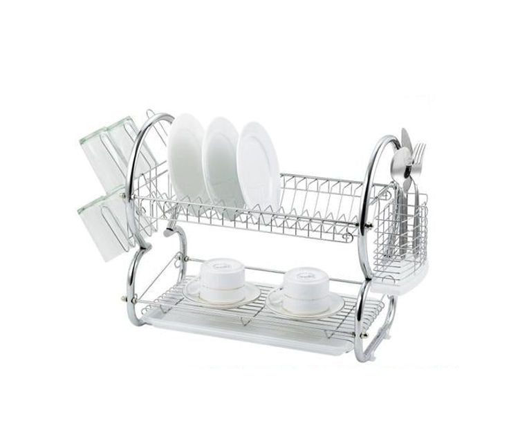 Premium 2 Tier Dish Drainer and Cutlery Rack with Drip Tray